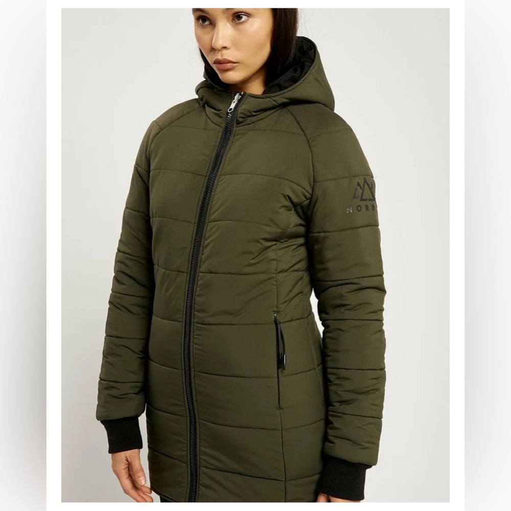 Norden reversible hooded parka jacket- black & army green size S